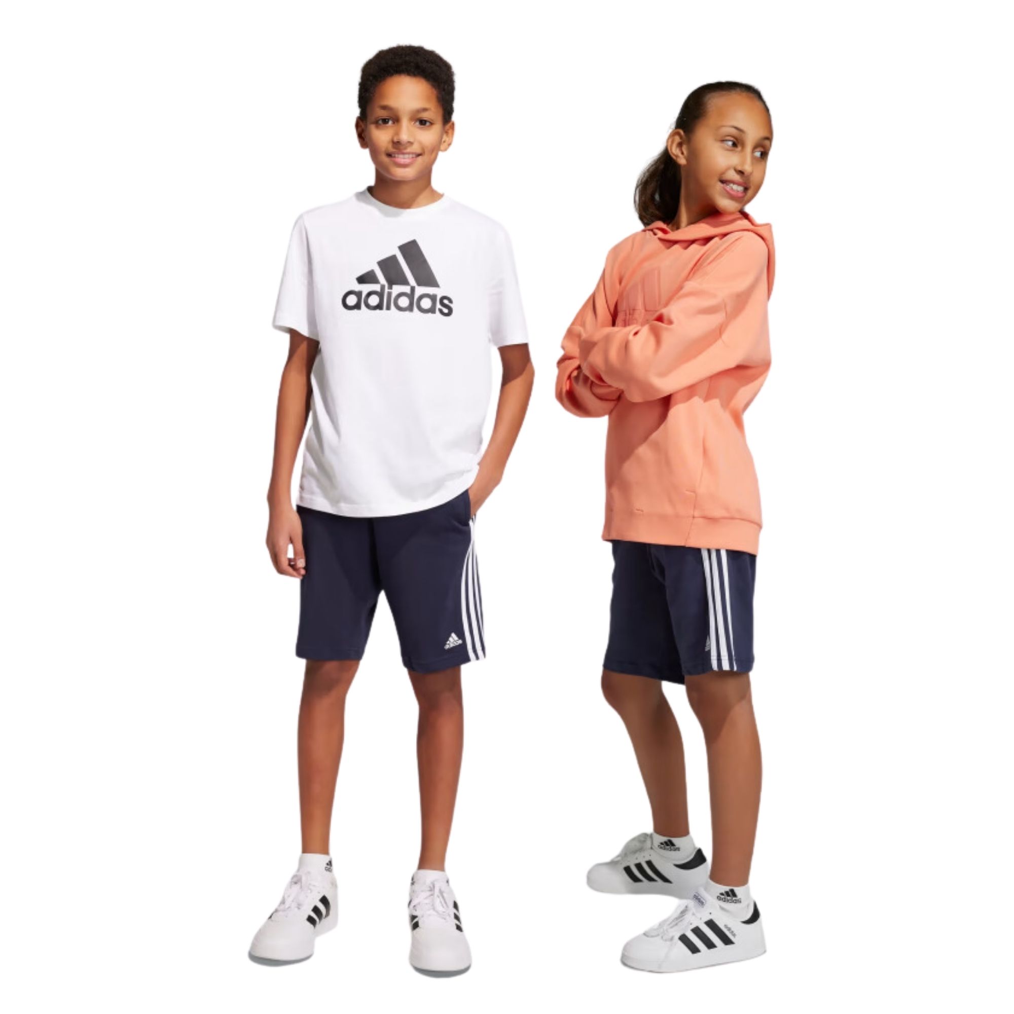 Shorts Malha Adidas Essentials Três Listras Infantil - Azul Marinho