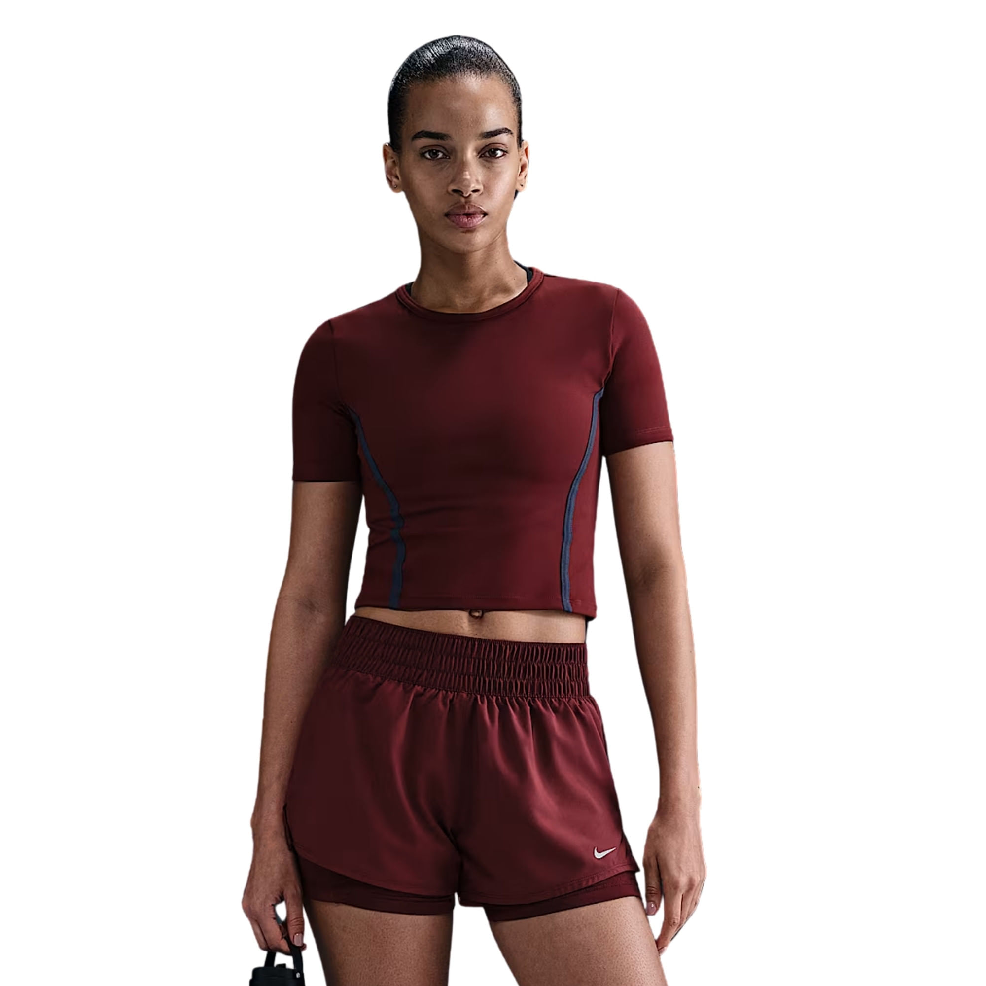 Camiseta Nike One Fitted Dri-Fit Feminina - Bordô