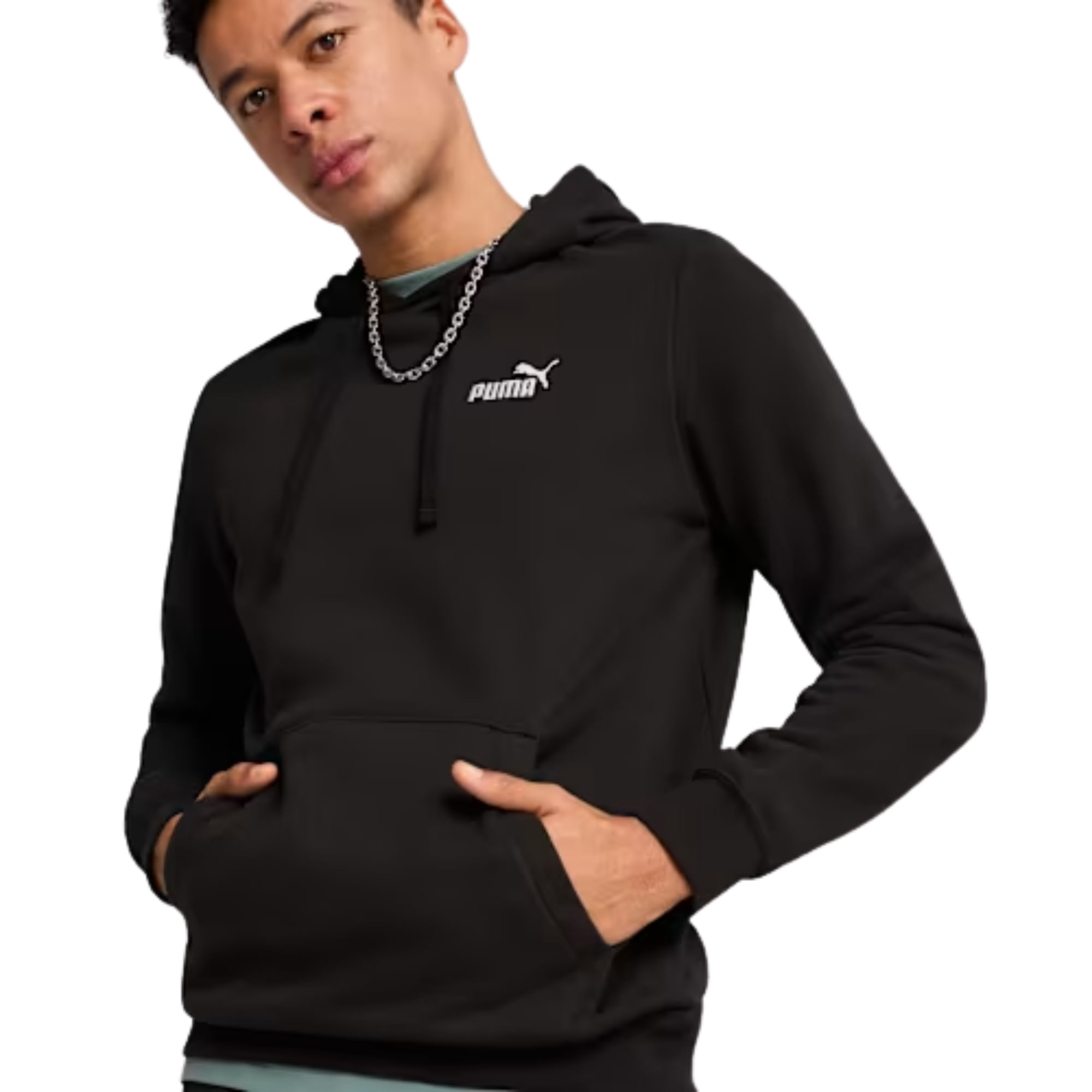Blusão Com Capuz Puma Moletom Essentials Small No. 1 Logo Masculino - Preto
