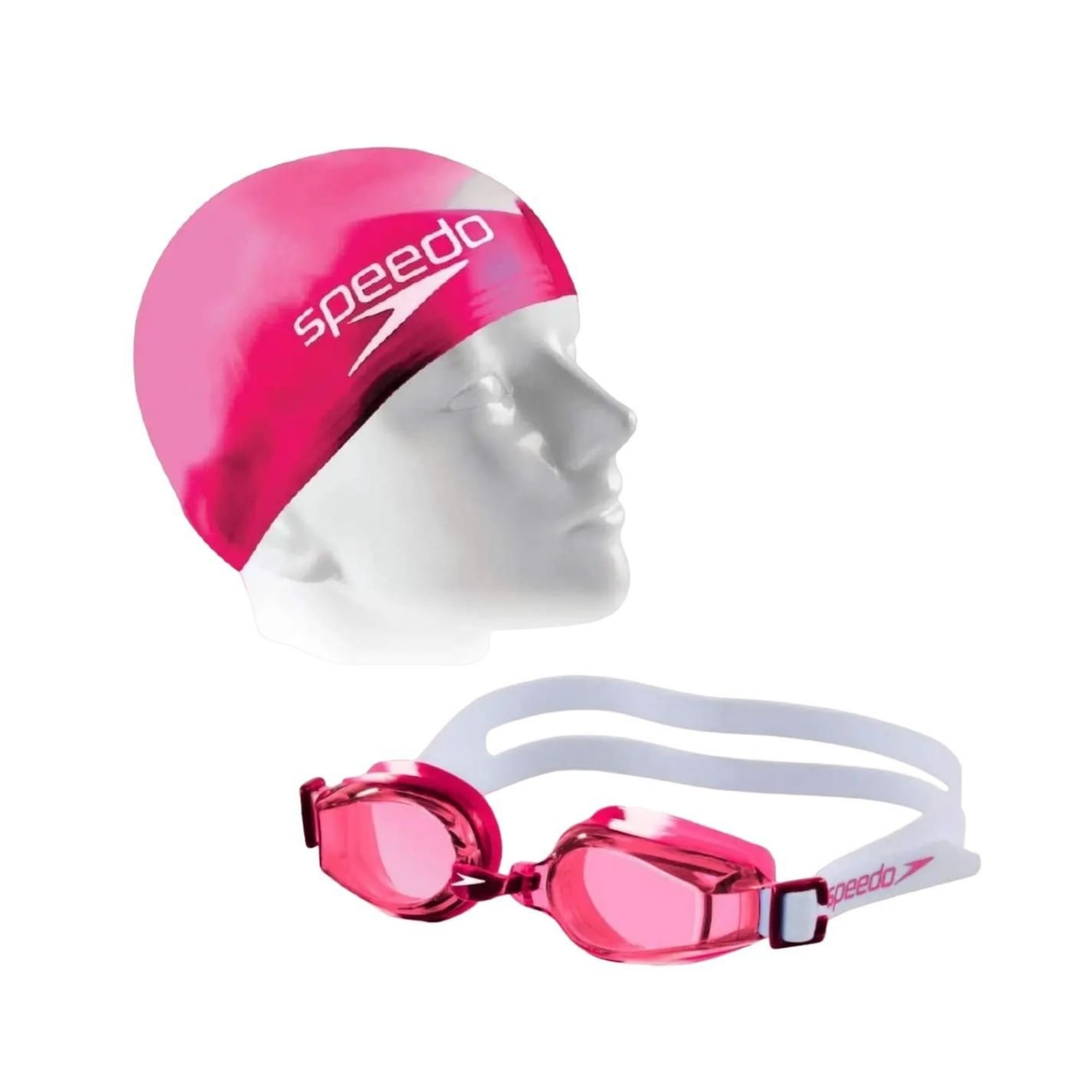Kit Óculos E Touca De Natação Speedo Swim Jr Slc Infantil - Rosa
