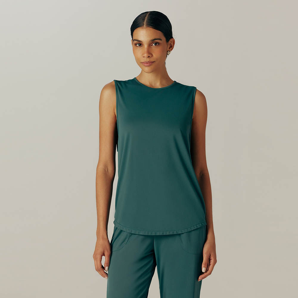 Regata Fitness Cavada Verde Escuro Dry Uv Palma