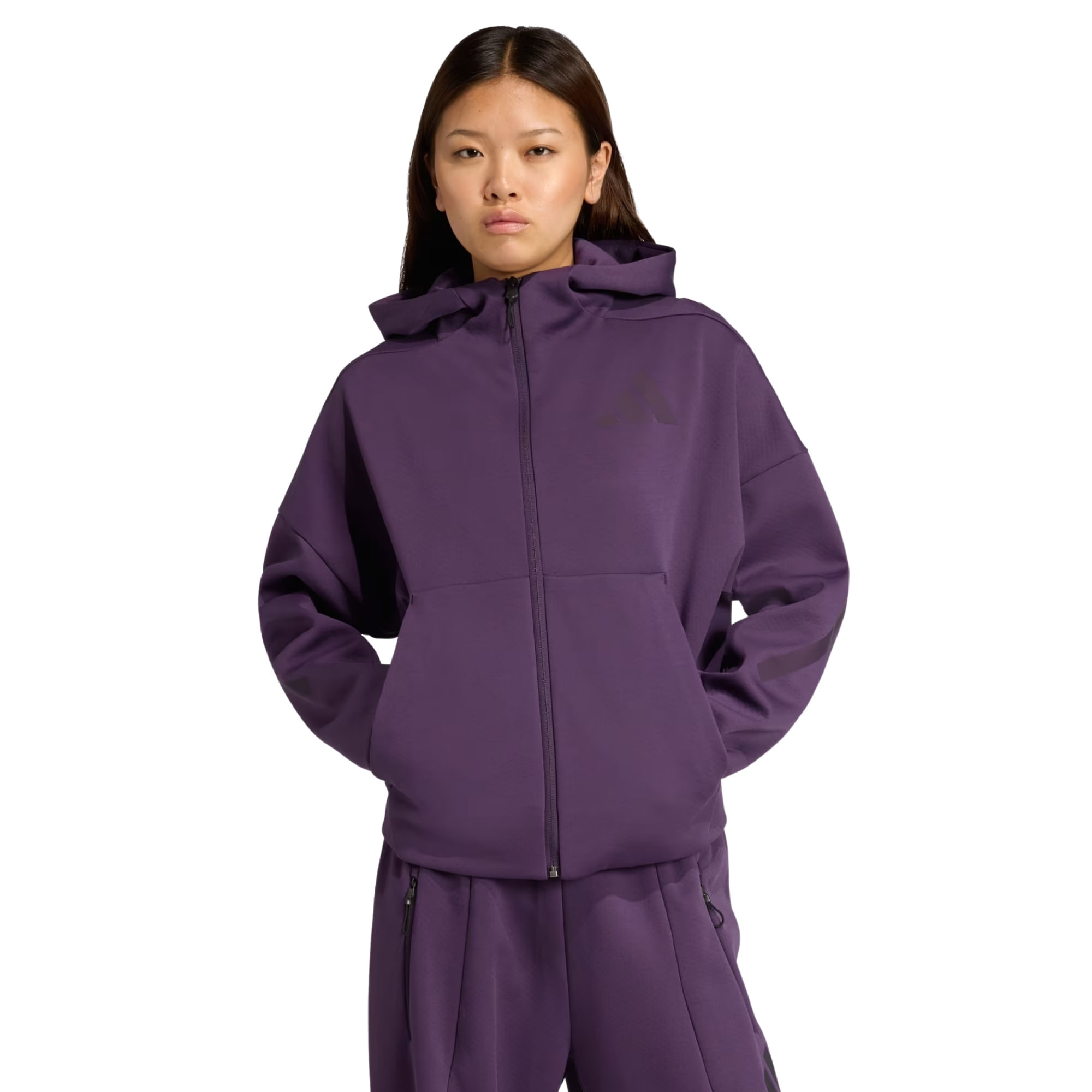 Jaqueta Com Capuz Adidas Moletom Z.N.E Feminina - Roxa
