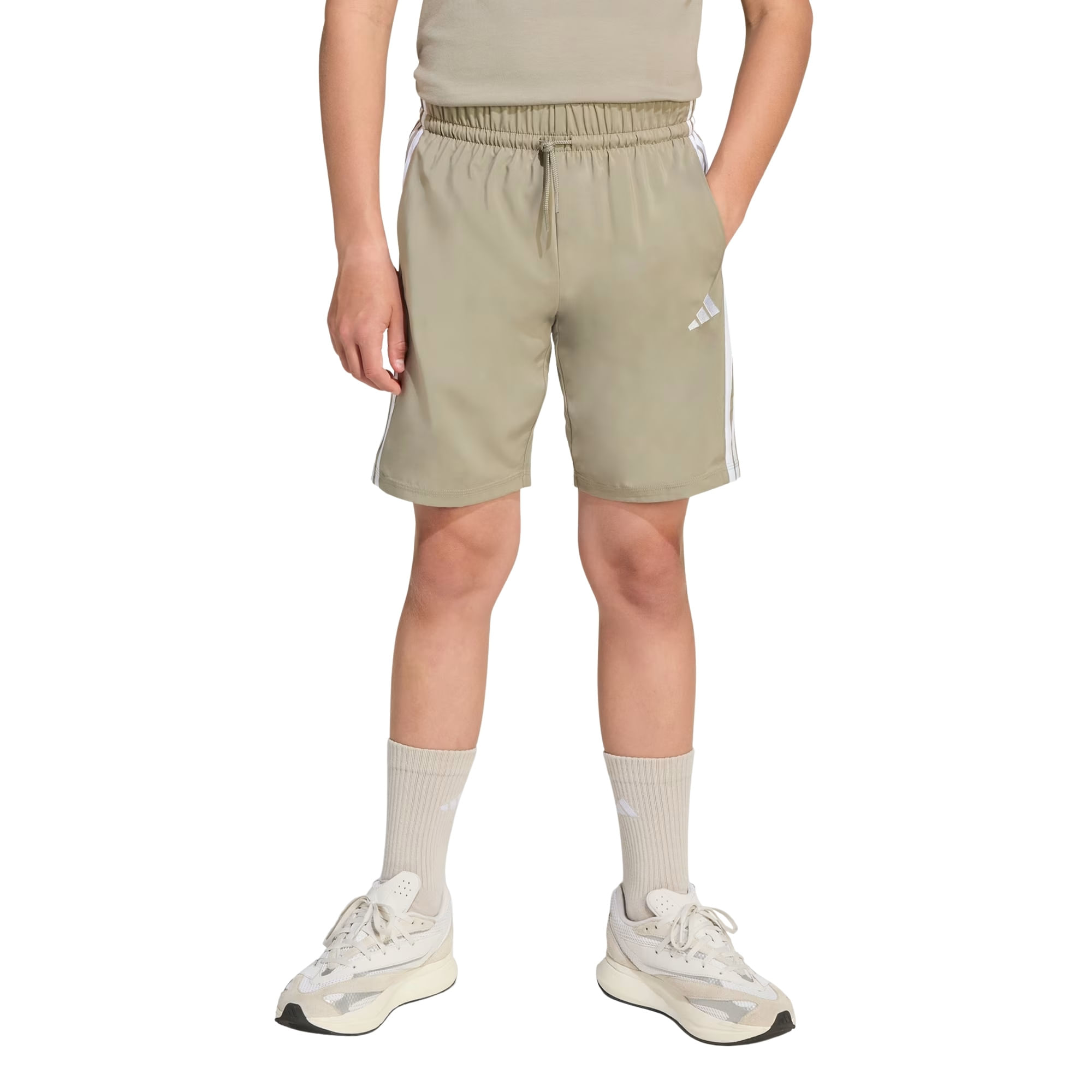 Shorts Adidas Essentials Climacool 3 Listras Infantil - Caqui