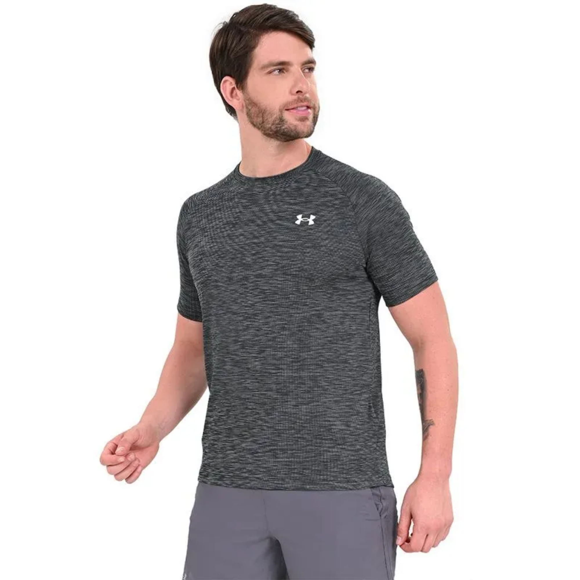 Camiseta Under Armour Tech Textured Masculina - Preta Mescla