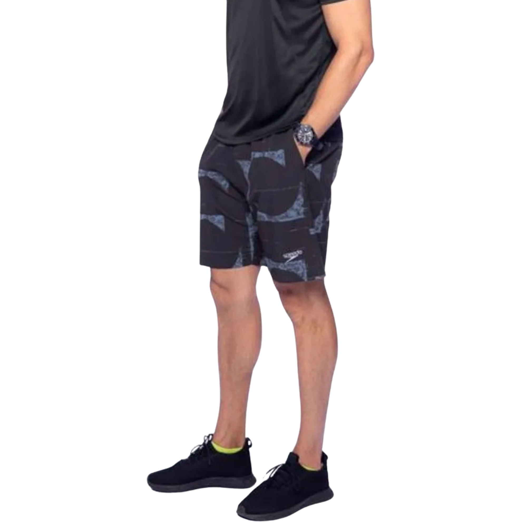 Bermuda Speedo Média Estampada Masculina - Preta