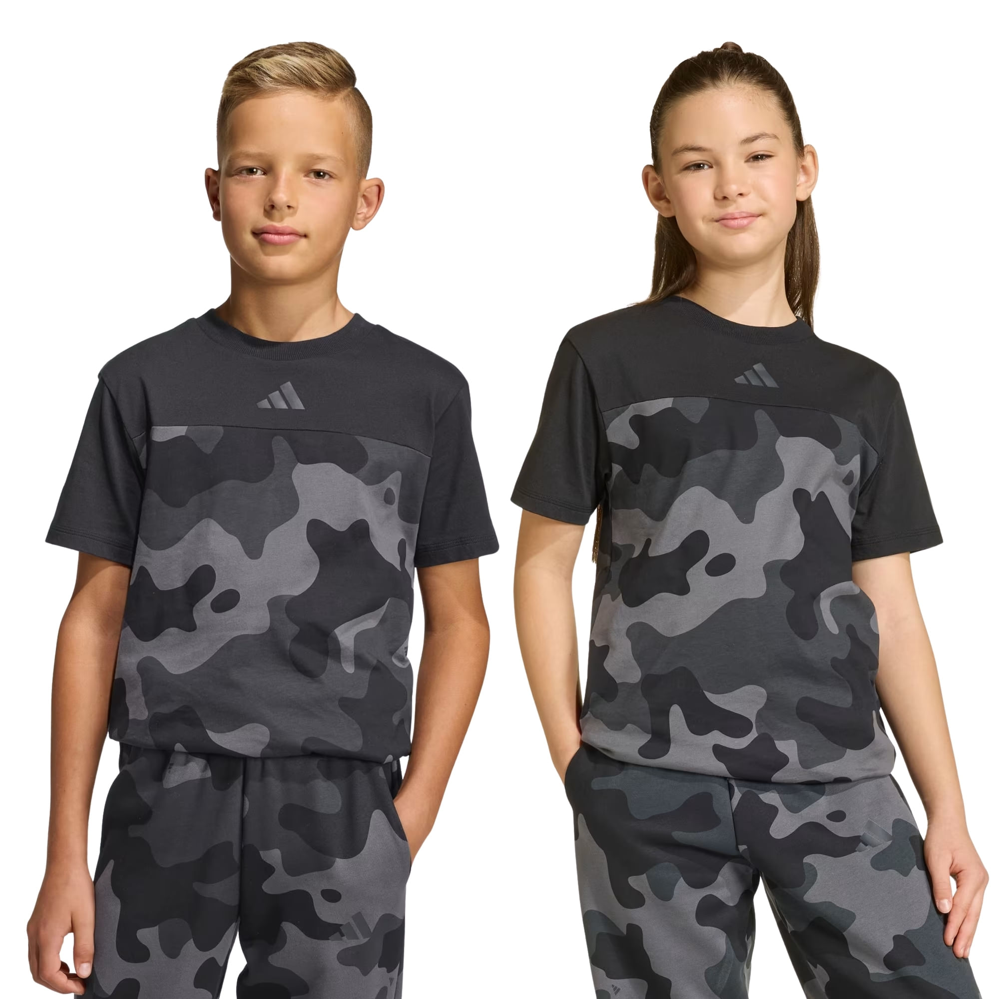 Camiseta Adidas Camuflada Seasonal Essentials Infantil - Preta