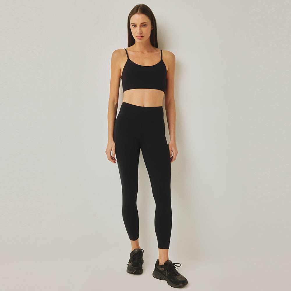 Legging Fitness Com Bolsos Preta Nely