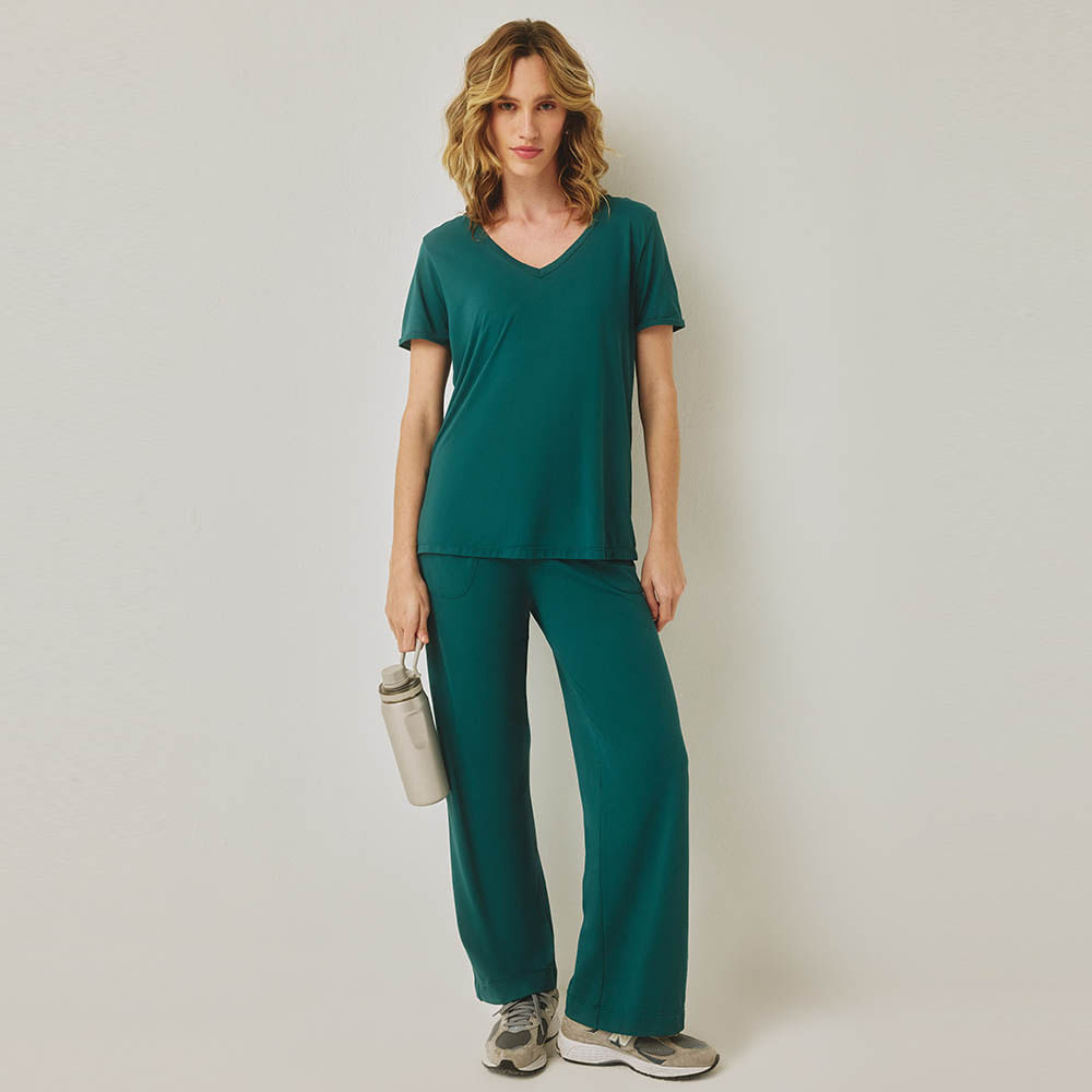 Calça Fitness Reta Verde Dry Uv Rubi