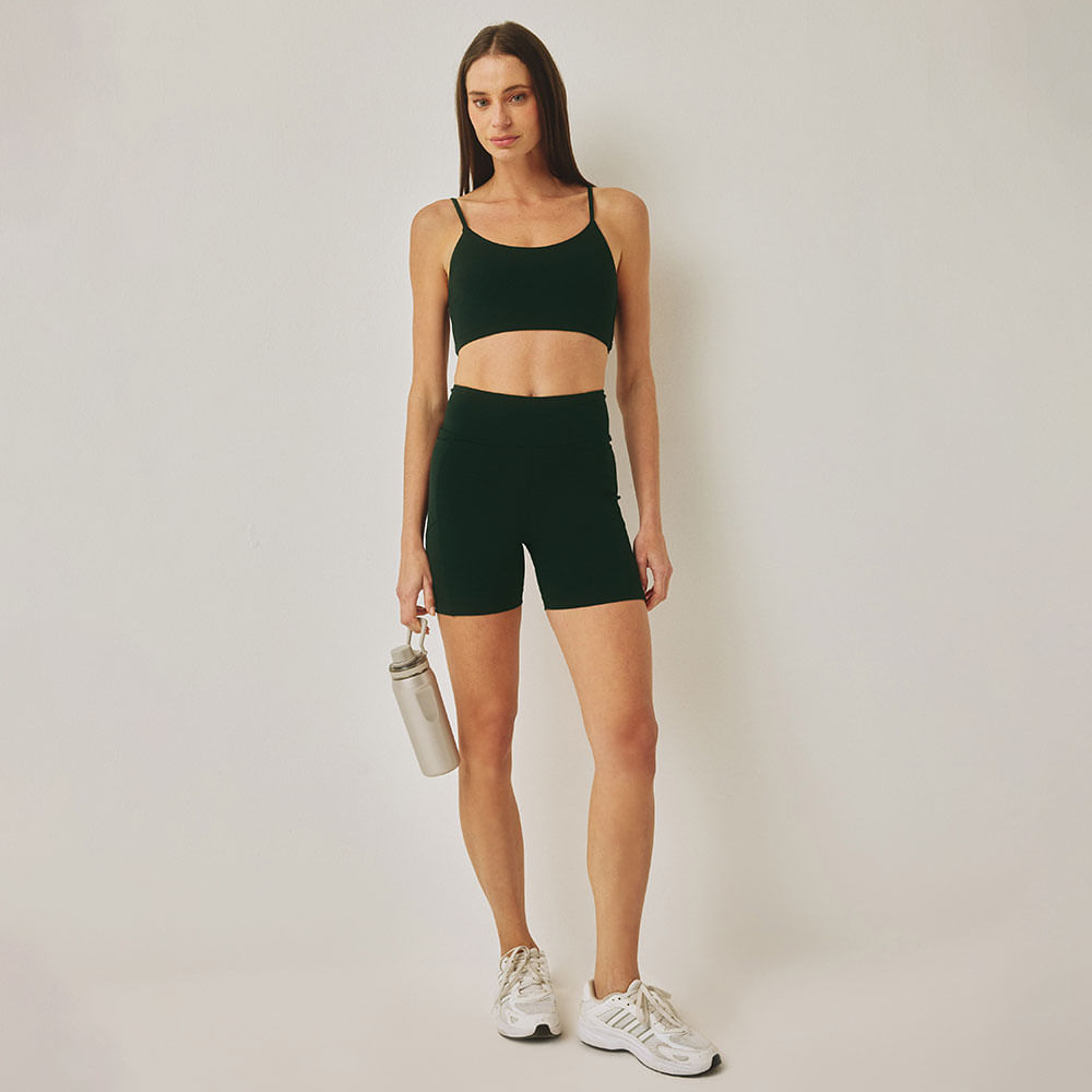 Bermuda Fitness Com Bolsos Verde Escuro Nely
